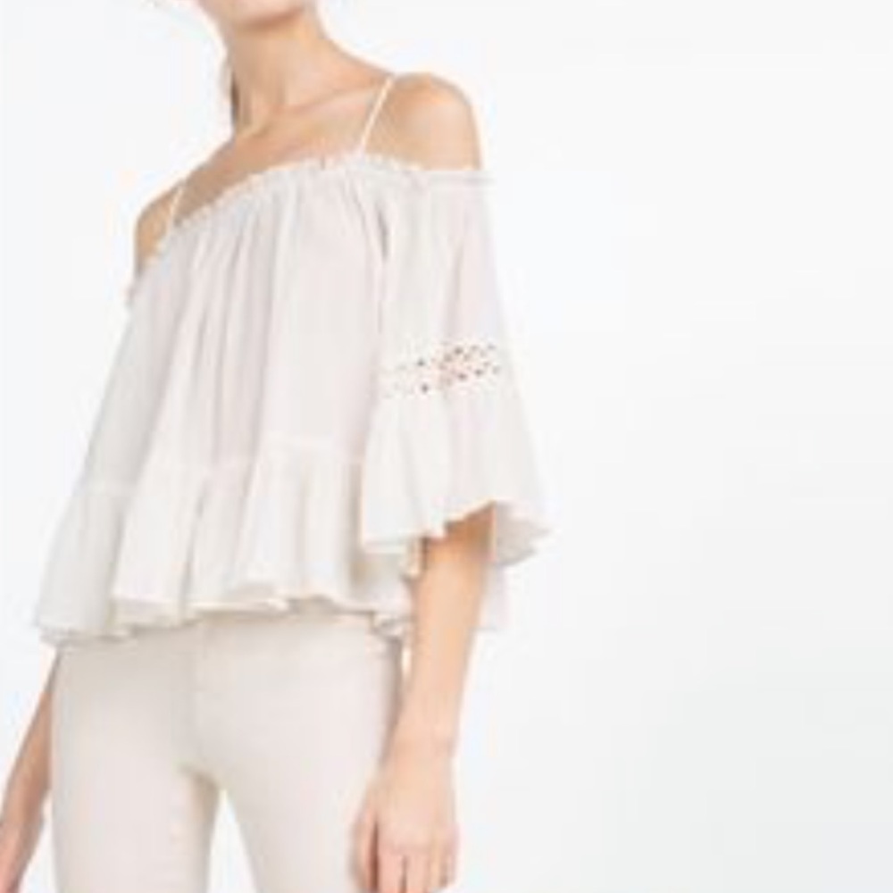 Zara | Off the Shoulder White Top - Picture 1 of 7